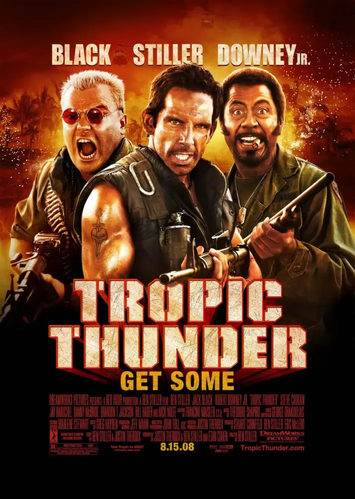 Cartel ampliado de Tropic Thunder. ¡Una guerra muy perra!