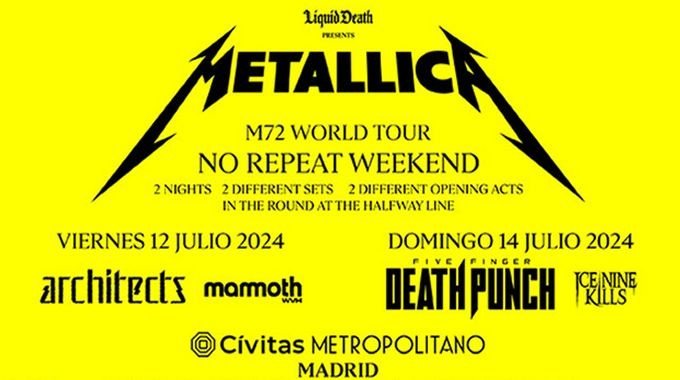 Metallica actuará en Madrid en el Metropolitano, en dos conciertos únicos